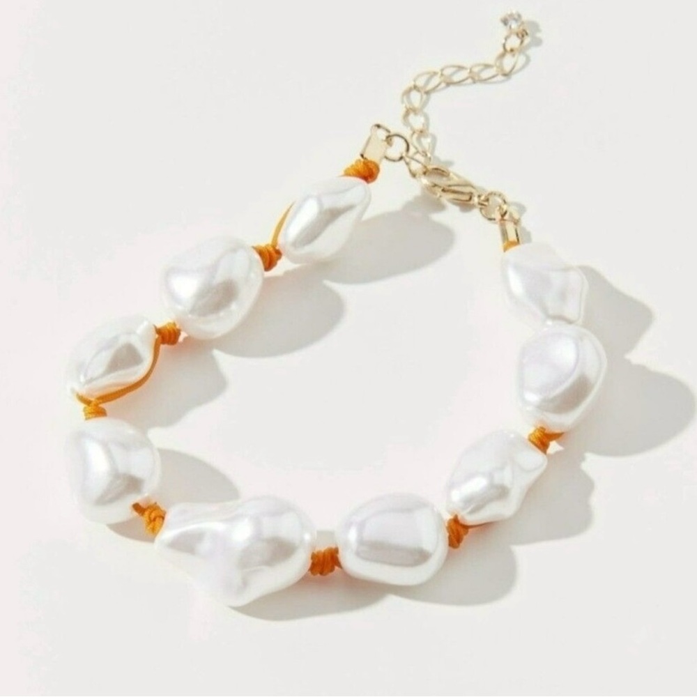 NWT Urban Outfitters Urban Neon Orange Corded Pearl Bracelet